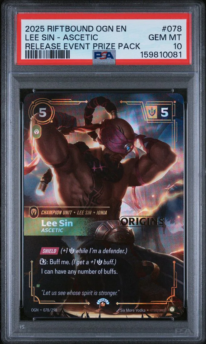 2025 #078 Lee Sin - Ascetic PSA 10 Riftbound: League of Legends Ogn-Origins