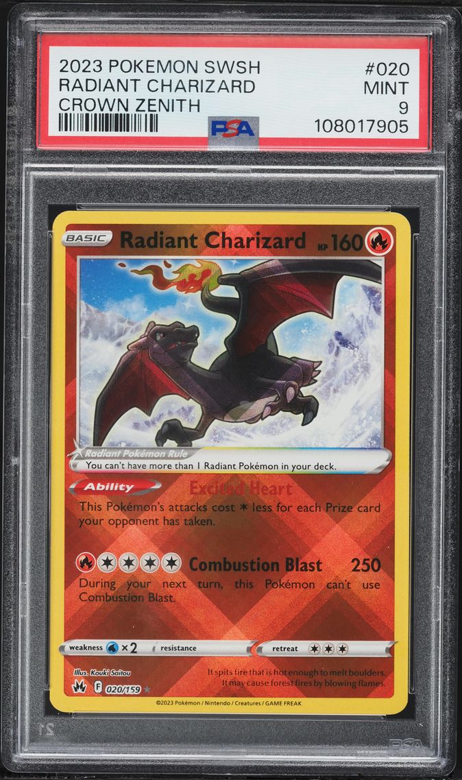 2023 #020 Radiant Charizard PSA 9 Sword and Shield Crown Zenith Pokemon
