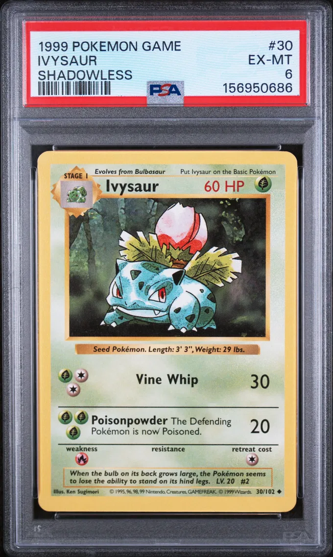 1999 #30 Ivysaur Shadowless PSA 6 Game