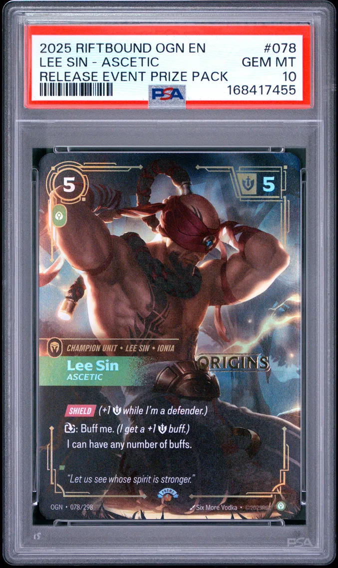 2025 #078 Lee Sin - Ascetic PSA 10 Riftbound: League of Legends Ogn-Origins