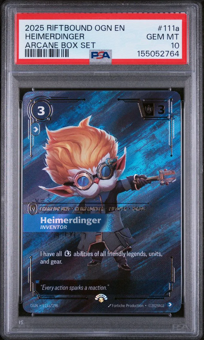 2025 #111a Heimerdinger - Inventor PSA 10 Riftbound: League of Legends Ogn-Origins