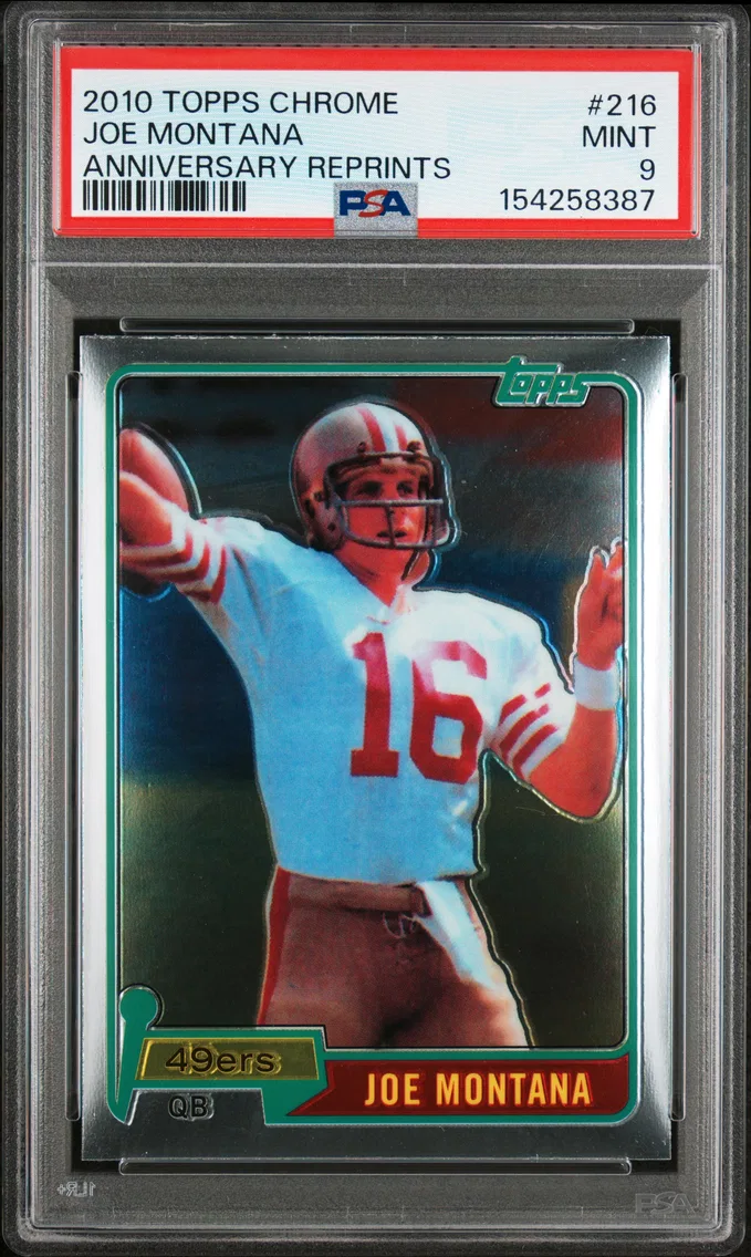 2010 #216 Joe Montana PSA 9 Topps Chrome Anniversary Reprints