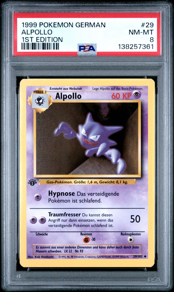 1999 #29 Alpollo 1st Edition PSA 8 German Pokemon
