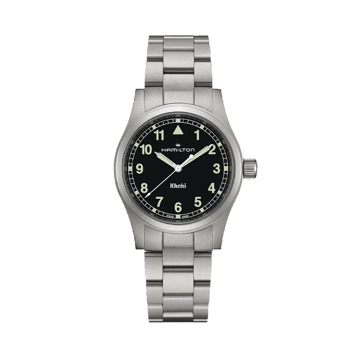Hamilton Khaki Field Quartz 38mm - Black w- White Numerals on Bracelet