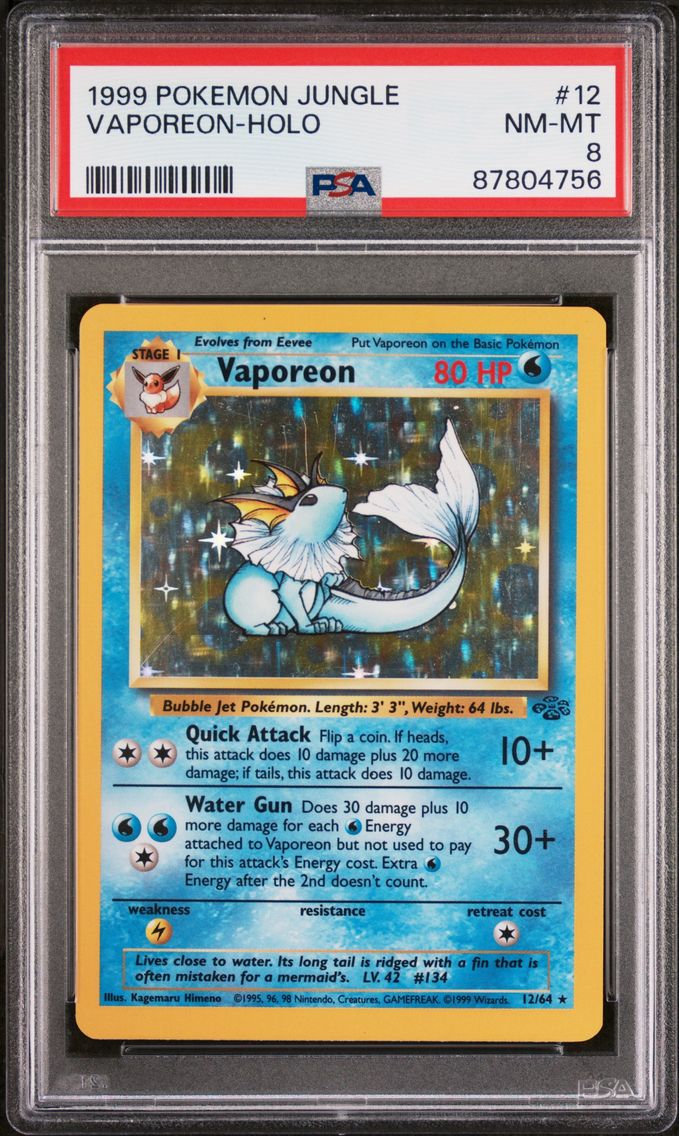 1999 #12 Vaporeon-Holo PSA 8 Jungle