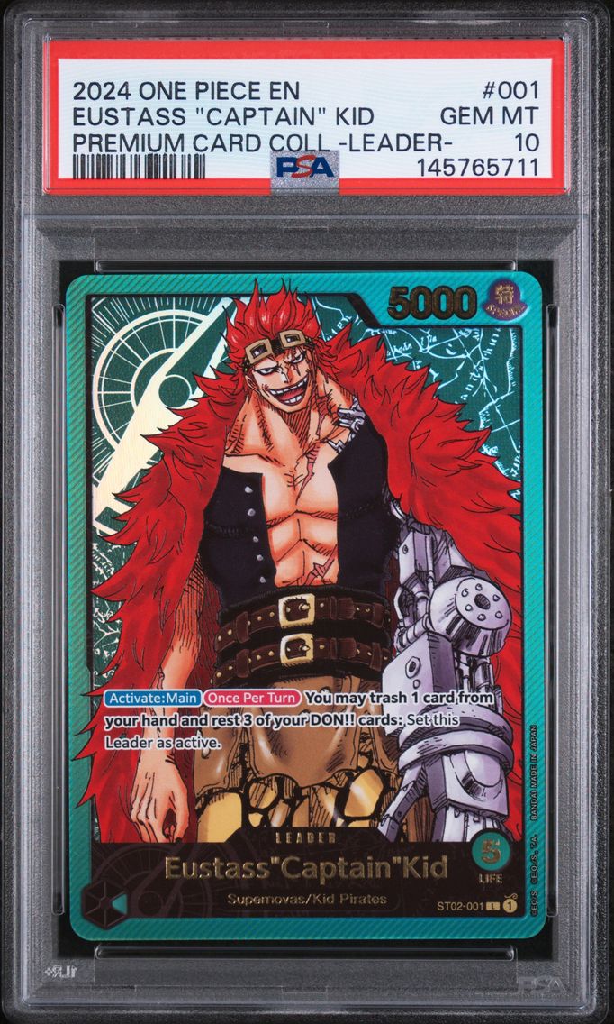 2024 #001 Eustass "Captain" Kid PSA 10 One Piece Premium Card Collection -Leader Collection-