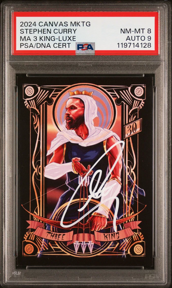 2024 #NA Stephen Curry PSA 8 Canvas Marketing Mickey Ardell Three King