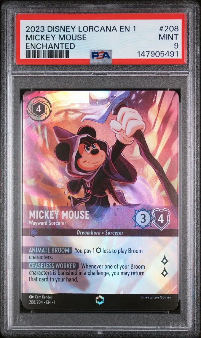 2023 #208 Mickey Mouse - Wayward Sorcerer PSA 9 Disney Lorcana EN 1-the First Chapter