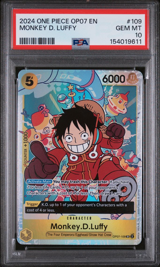 2024 #109 Monkey D. Luffy PSA 10 One Piece OP07-500 Years in the Future
