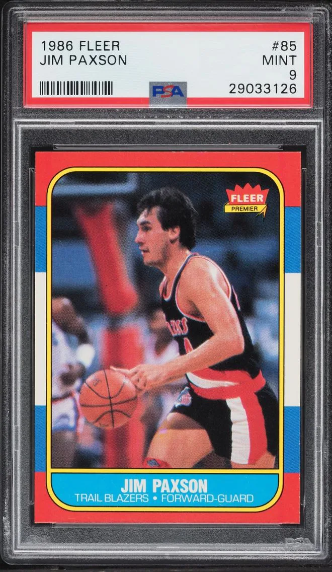 1986 Fleer Basketball Jim Paxson #85 PSA 9 MINT
