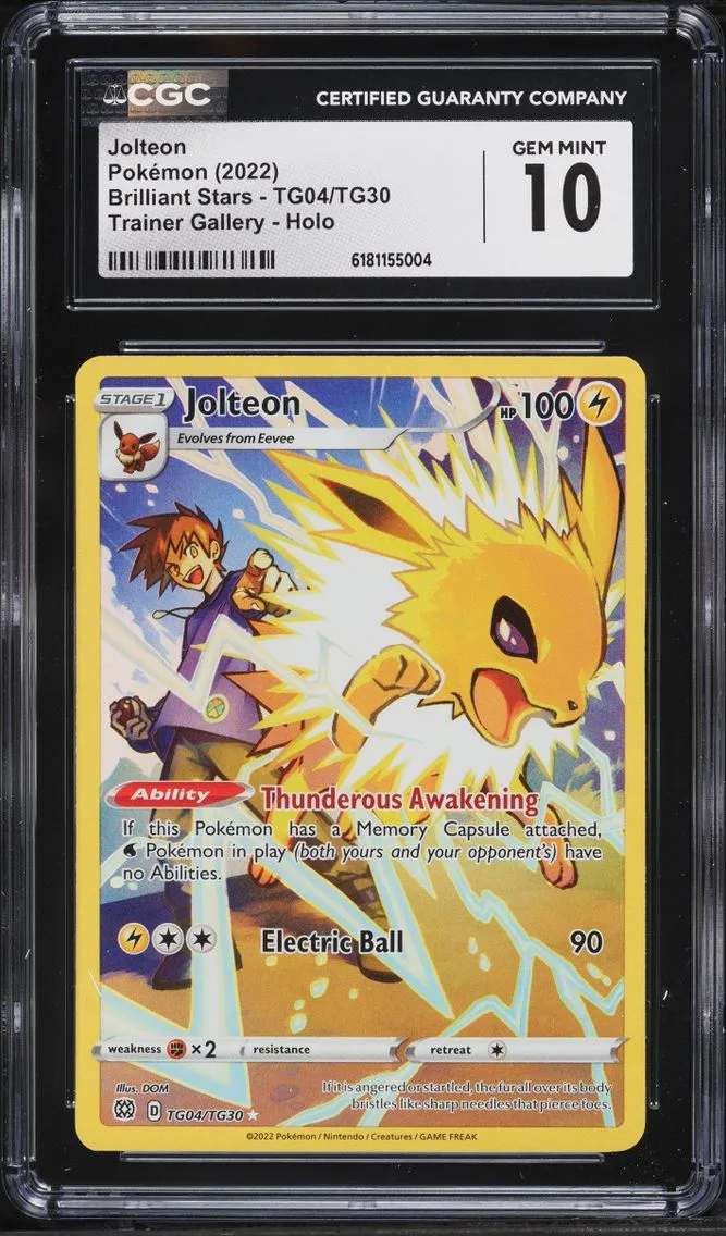 2022 Pokemon Sword & Shield Brilliant Stars CHR Jolteon #TG04 CGC 10 GEM MINT