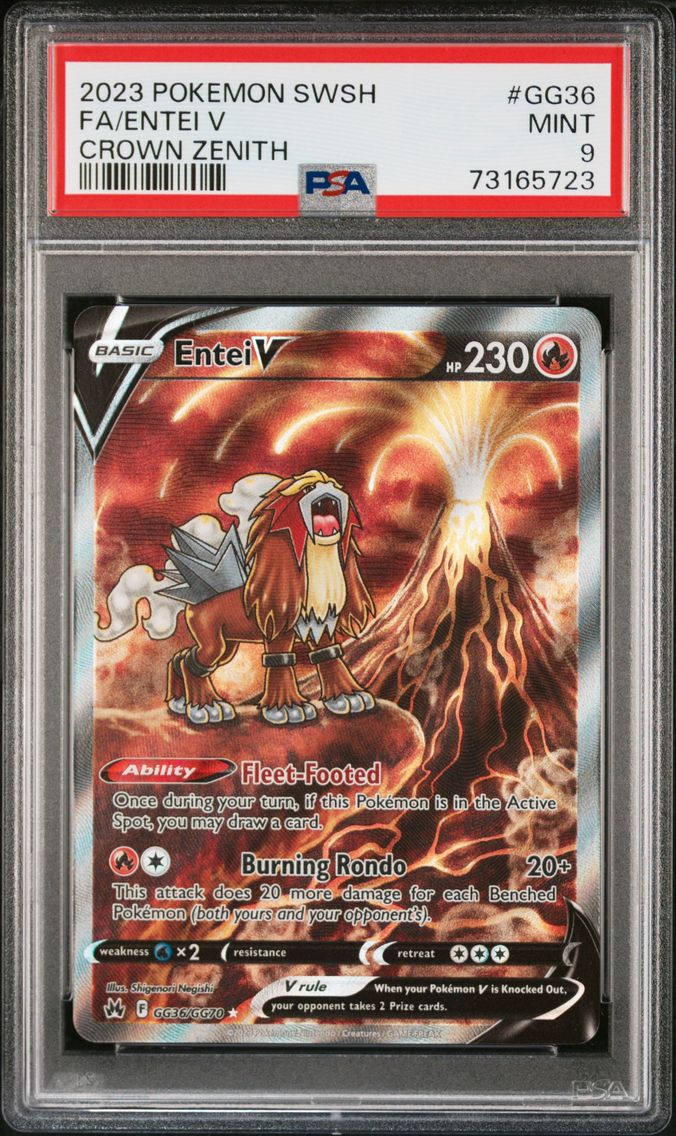 2023 #GG36 Full Art/Entei V PSA 9 Sword and Shield Crown Zenith