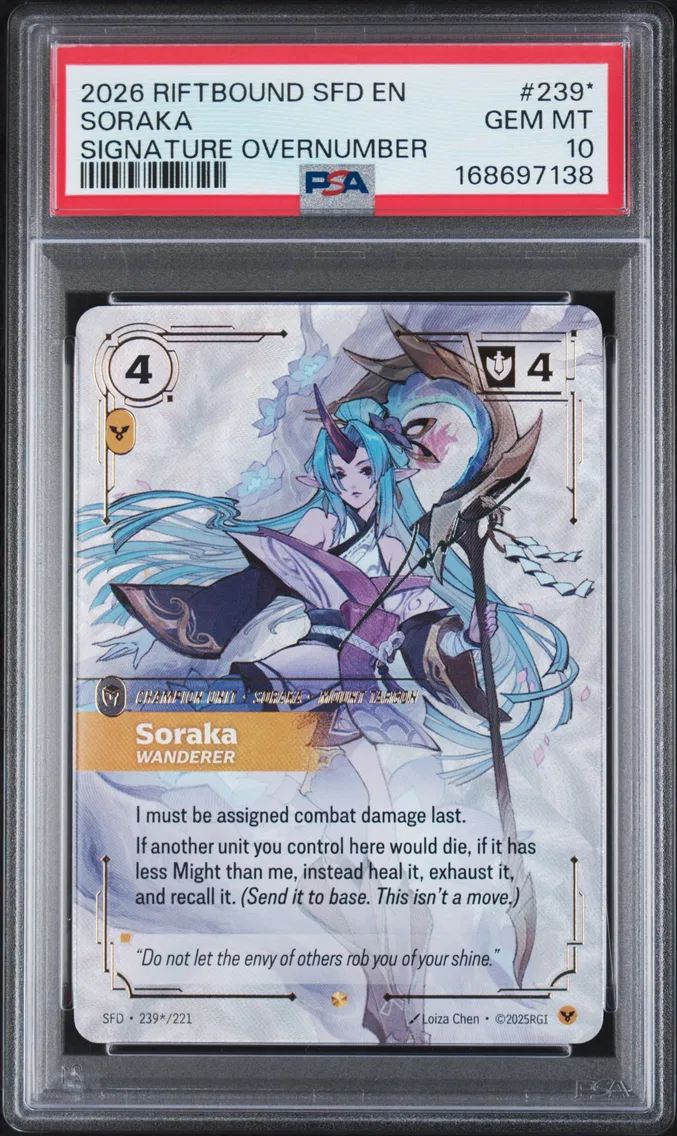 2026 #239* Soraka - Wanderer PSA 10 Riftbound: League of Legends Sfd-Spiritforged