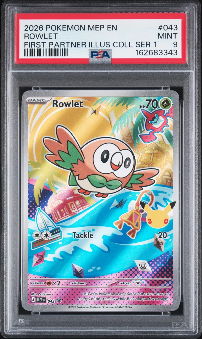 2026 #043 Rowlet PSA 9 Mep EN-Me Black Star Promo