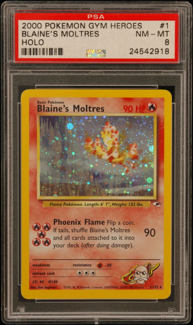 2000 #1 Blaine's Moltres PSA 8 Gym Heroes