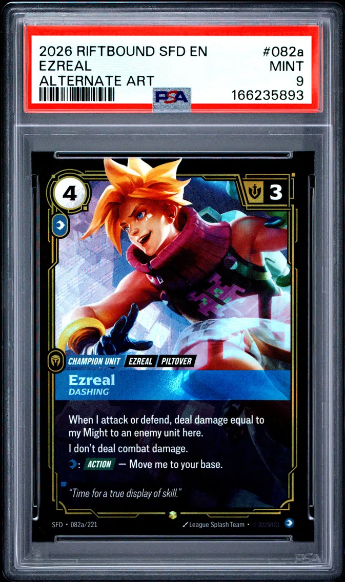2026 #082a Ezreal - Dashing PSA 9 Riftbound: League of Legends Sfd-Spiritforged