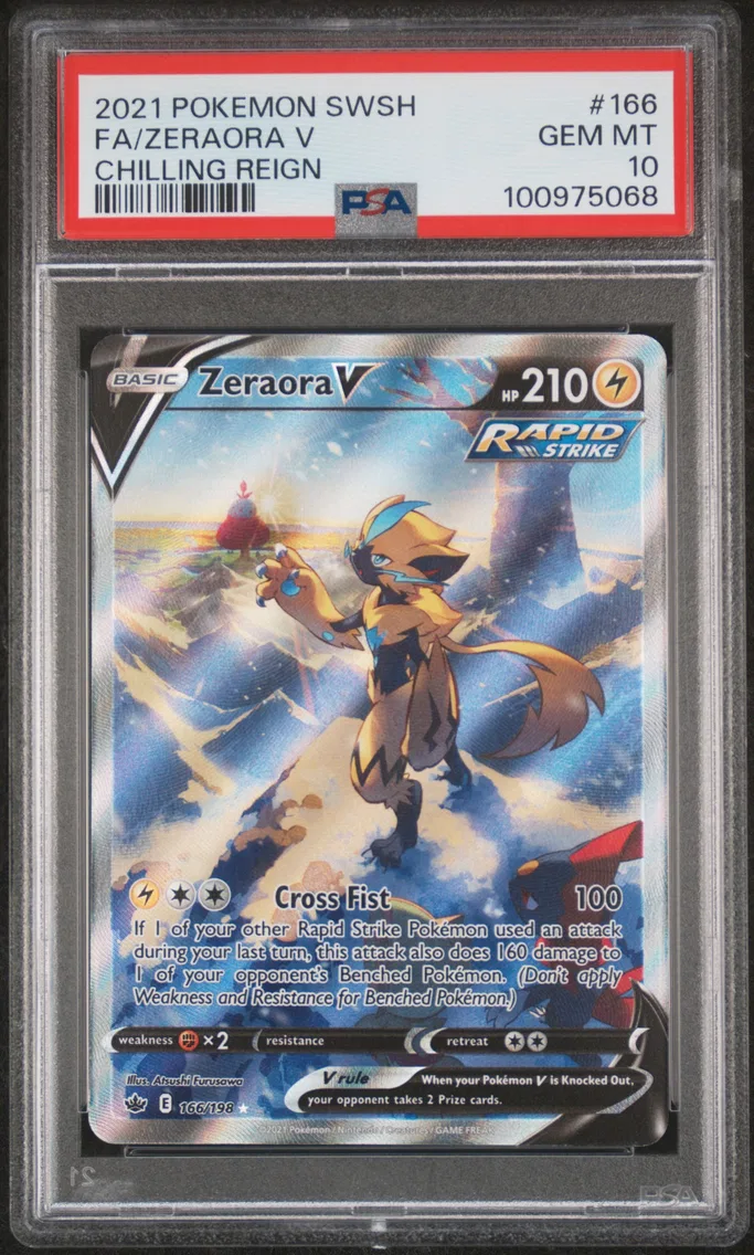 2021 #166 Full Art/Zeraora V PSA 10 Sword & Shield Chilling Reign