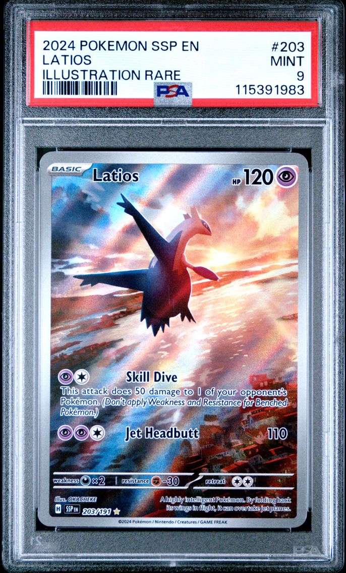2024 #203 Latios PSA 9 Ssp EN-Surging Sparks Pokemon