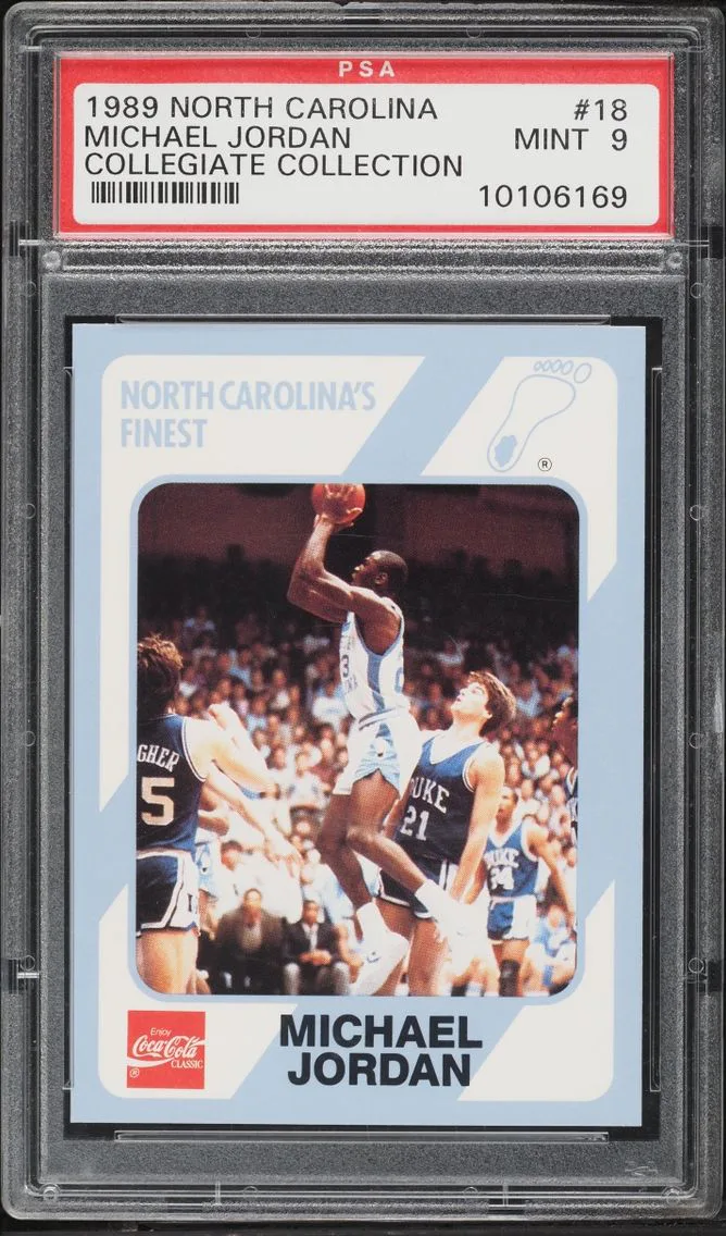 1989 #18 Michael Jordan PSA 9 Collegiate Collection North Carolina