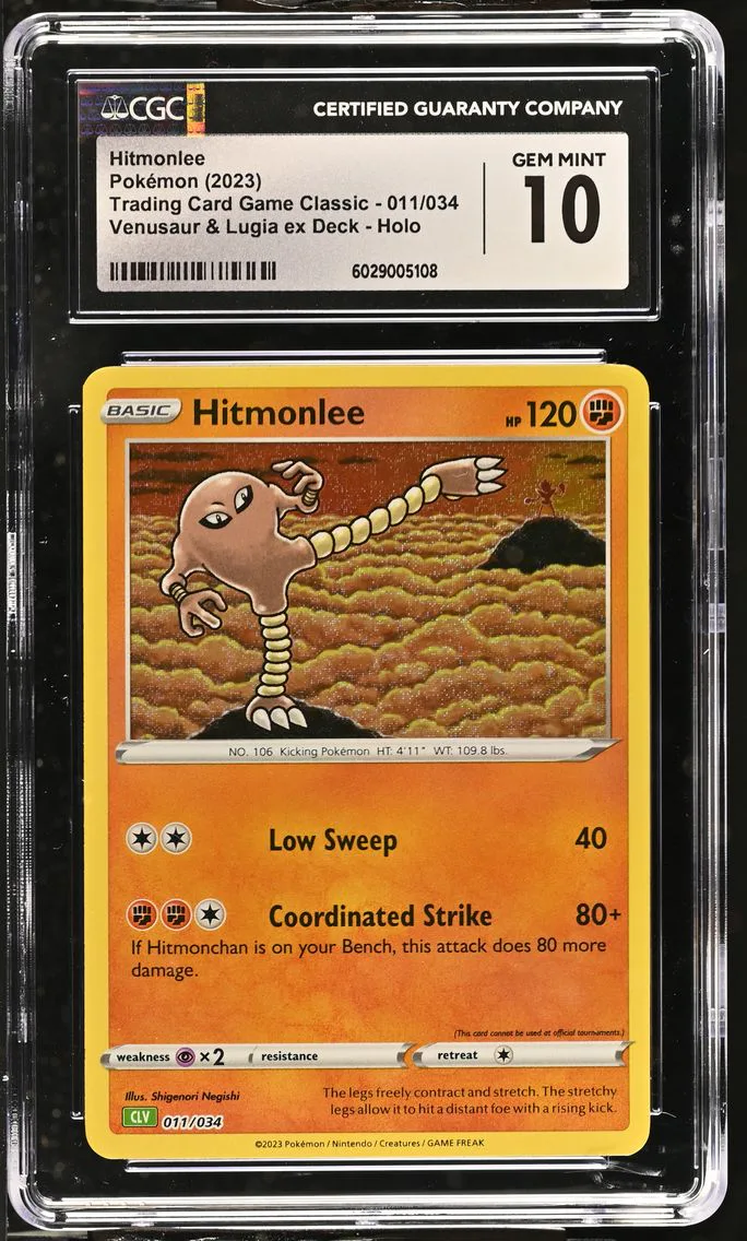 2023 #011 Hitmonlee CGC 10 Trading Card Game Classic - CLV, CLC, CLB - English