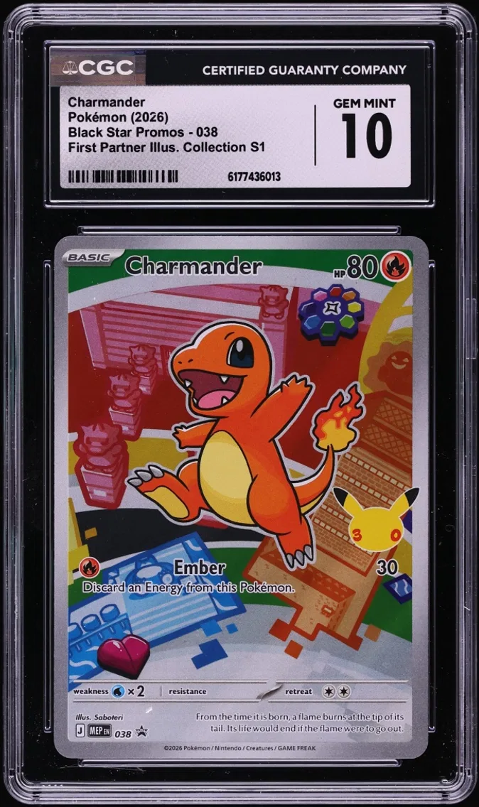 2026 Pokemon Mega Evolution Promo First Partner Illustration Full Art Charmander #38 CGC 10 GEM