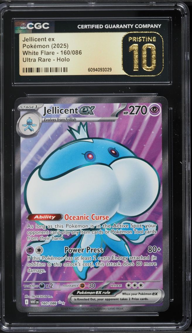2025 #160 Jellicent EX CGC 10 Pristine Wht EN-White Flare Pokemon