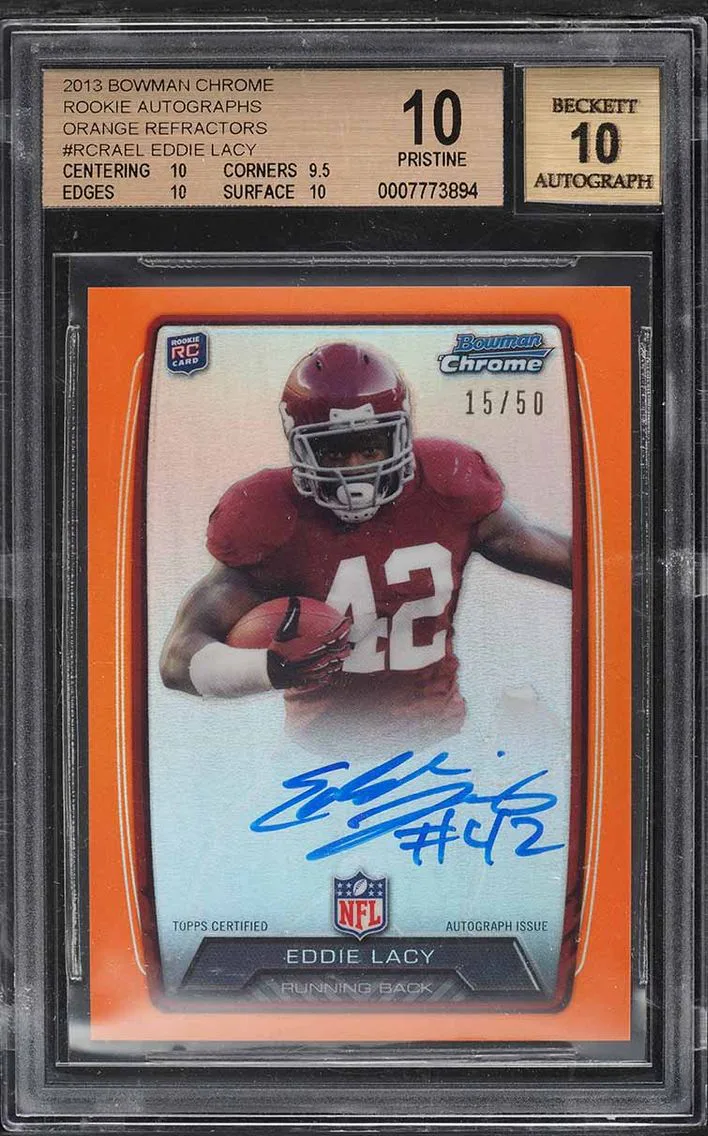 2013 Bowman Chrome Orange Refractor Eddie Lacy ROOKIE AUTO /50 #RCRA-EL BGS 10 PRISTINE
