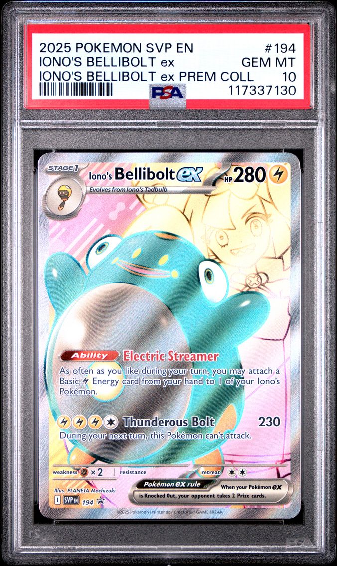 2025 #194 Iono's Bellibolt EX PSA 10 Svp EN-SV Black Star Promo Pokemon