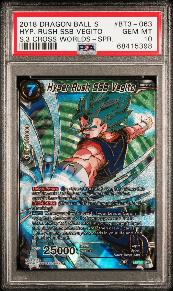 2018 #BT3-063 Hyper Rush SSB Vegito PSA 10 Dragon Ball Super Card Game Series 3 Cross Worlds