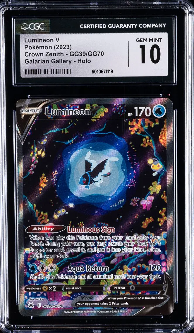 2023 #GG39 Lumineon V CGC 10 Gem Mint Pokemon | Crown Zenith - Galarian Gallery - Holo