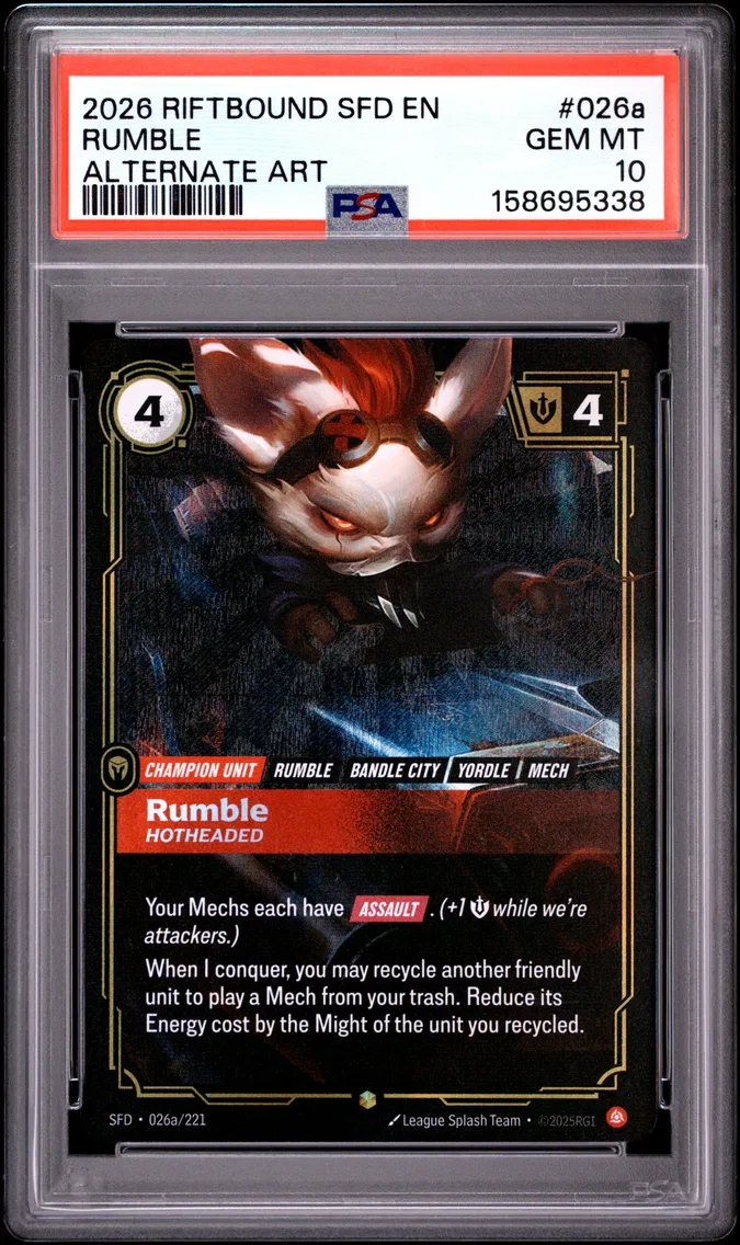 2026 #026a Rumble - Hotheaded PSA 10 Riftbound: League of Legends Sfd-Spiritforged