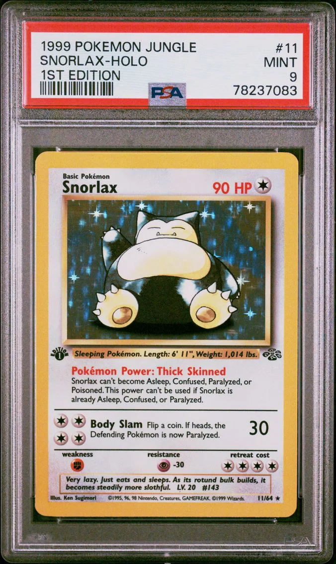 1999 #11 Snorlax-Holo 1st Edition PSA 9 Jungle