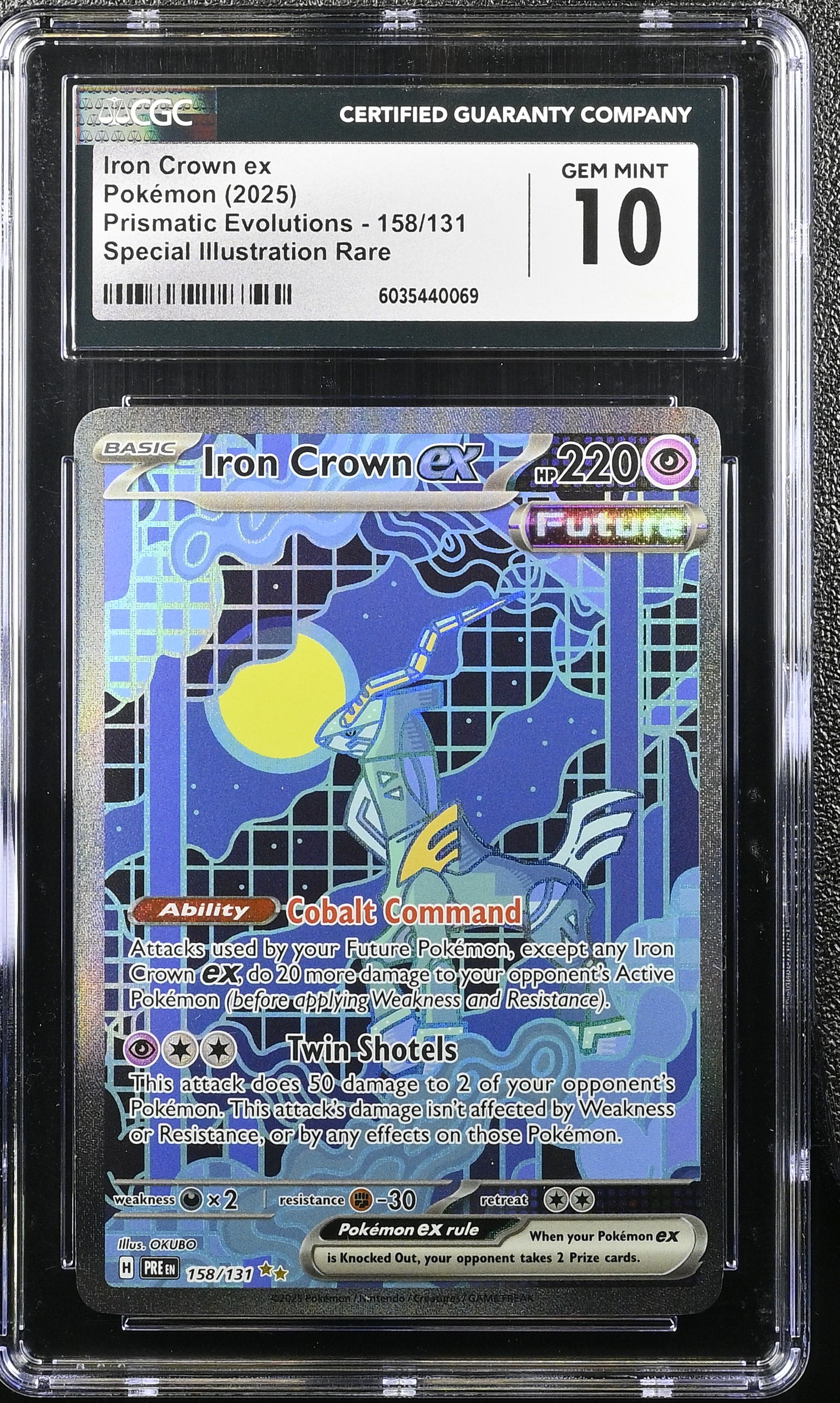 2025 #158 Iron Crown Ex CGC 10 Prismatic Evolutions - Pre En - English
