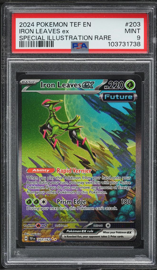 2024 #203 SCARLET & VIOLET TEMPORAL FORCES AR IRON LEAVES EX PSA 9  POKEMON