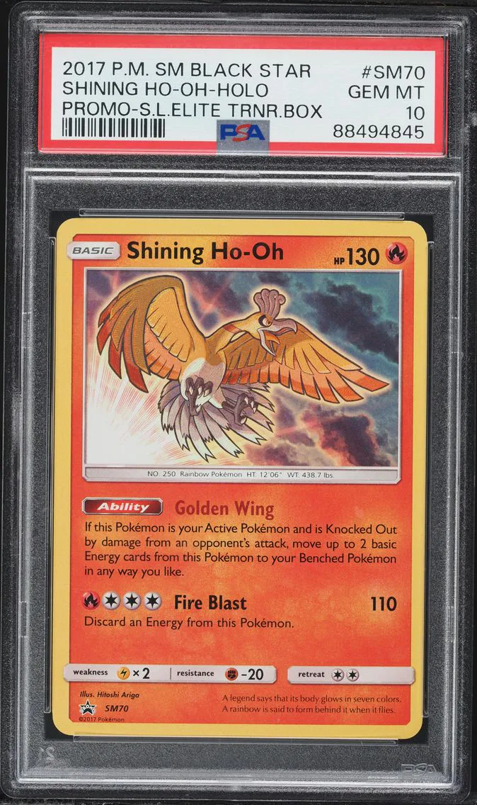 2017 #SM70 Shining HO-Oh-Holo PSA 10 SM Black Star Promo Pokemon