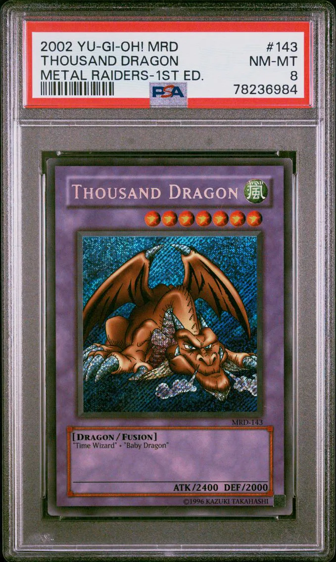 2002 #143 Thousand Dragon 1st Edition PSA 8 YU-GI-Oh! Mrd-Metal Raiders