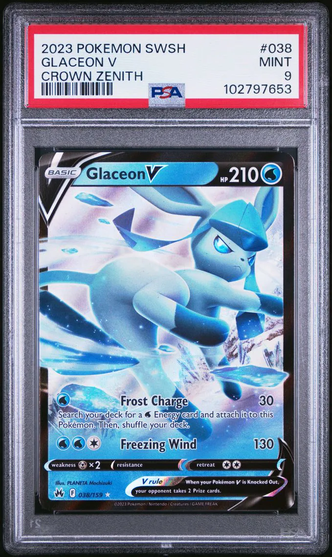 2023 #038 Glaceon V PSA 9 Sword and Shield Crown Zenith Pokemon