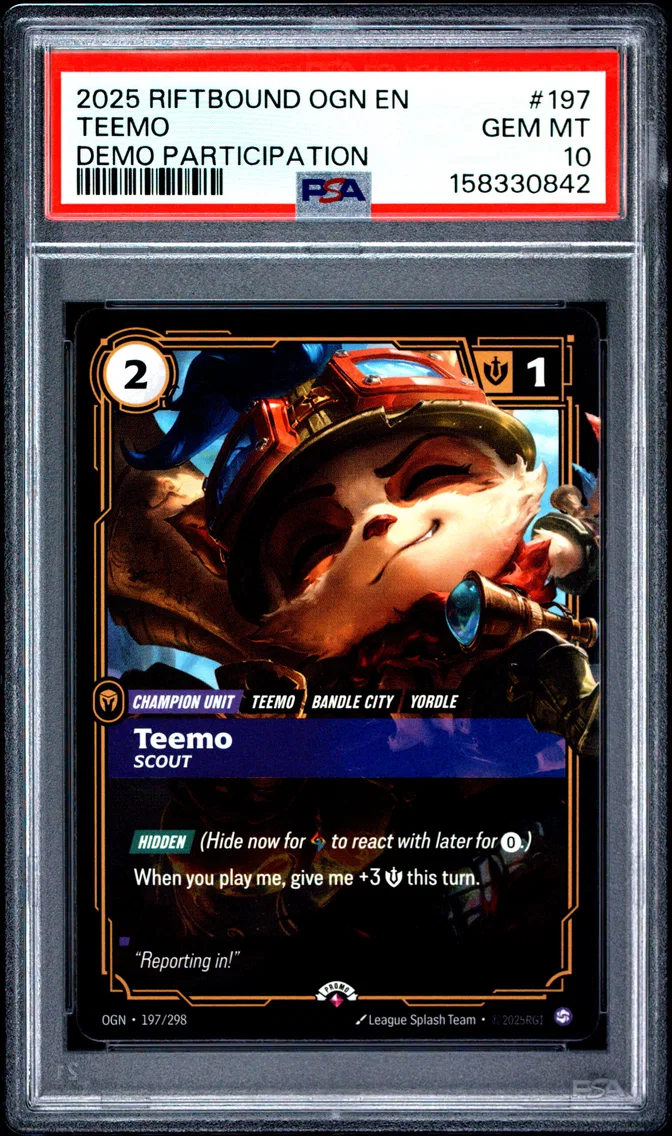 2025 #197 Teemo - Scout PSA 10 Riftbound: League of Legends Ogn-Origins