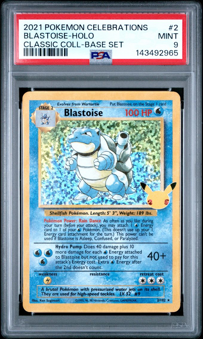 2021 #2 Blastoise-Holo PSA 9 Celebrations Classic Collection Pokemon