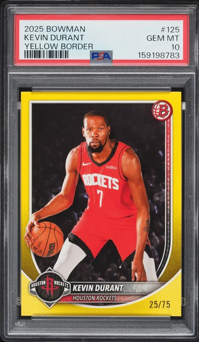 2025 Bowman Yellow Border Kevin Durant /75 #125 PSA 10 GEM MINT