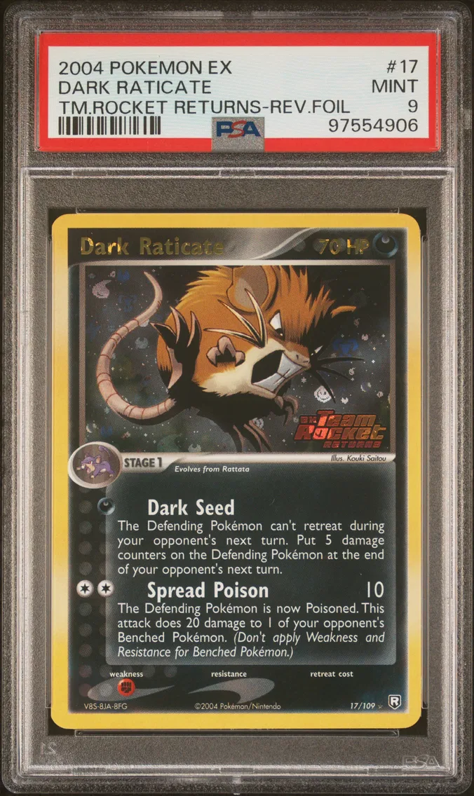2004 #17 Dark Raticate-Reverse Foil PSA 9 EX Team Rocket Returns