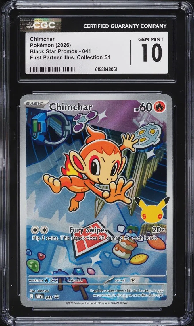 2026 Pokemon Mega Evolution Promo First Partner Illustration Full Art Chimchar #41 CGC 10 GEM