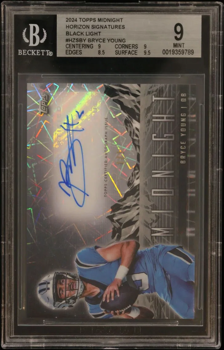 2024 #HZSBY Bryce Young BGS 9 Topps Midnight Horizon Signatures Black Light