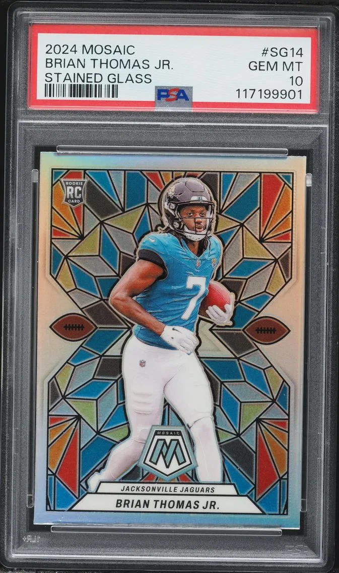2024 #SG14 Brian Thomas Jr. PSA 10 Panini Mosaic Stained Glass Football