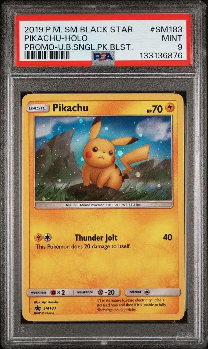 2019 #SM183 Pikachu-Holo PSA 9 SM Black Star Promo Pokemon