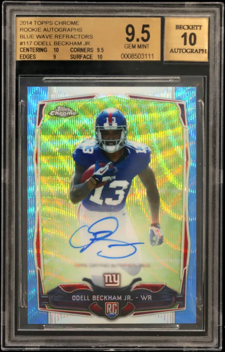 2014 #117 Odell Beckham Jr. BGS 9.5 Topps Chrome Rookie Autographs Blue Wave Refractors