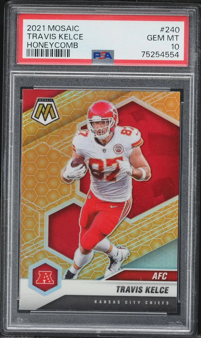 2021 #240 Travis Kelce PSA 10 Panini Mosaic Football