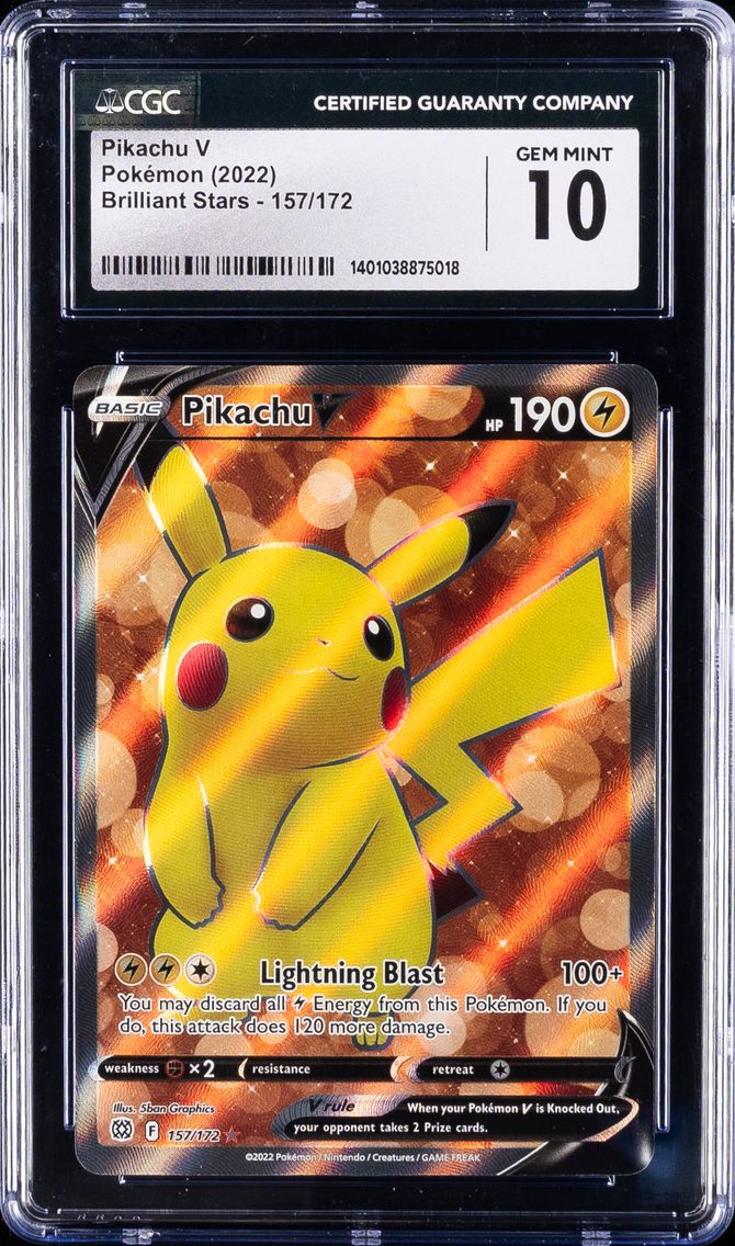2022 #157 Full Art/Pikachu V CGC 10 Sword & Shield Brilliant Stars Pokemon