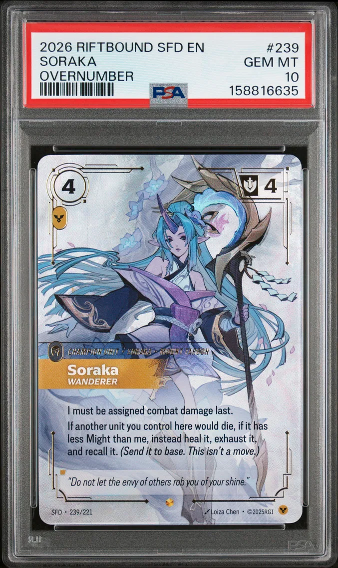 2026 #239 Soraka - Wanderer PSA 10 Riftbound: League of Legends Sfd-Spiritforged