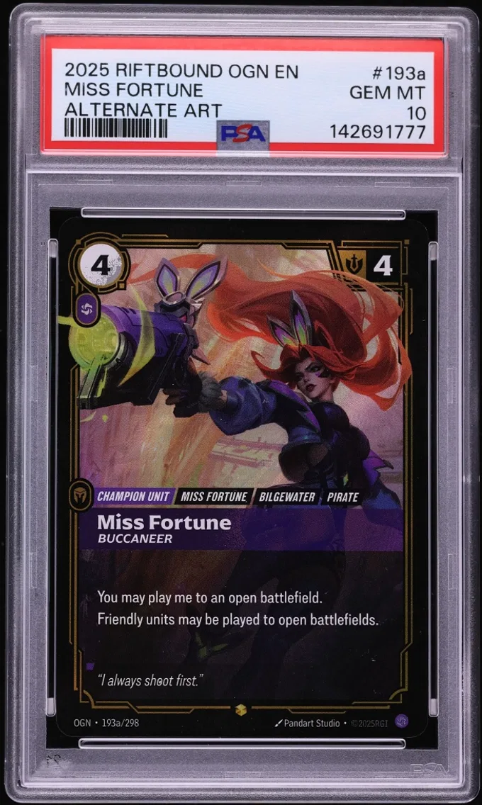 2025 #193a Miss Fortune PSA 10 Riftbound: League Of Legends Ogn-Origins Alternate Art